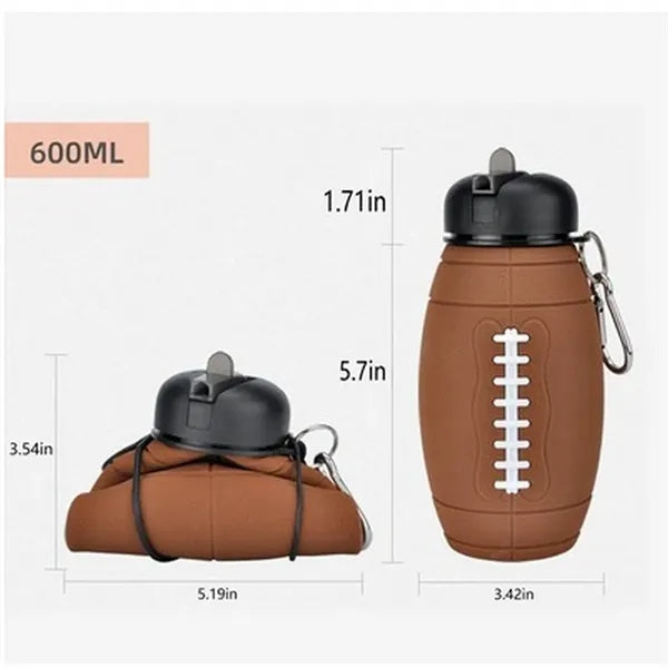 18.6oz Foldable Silicone Football Water Bottle