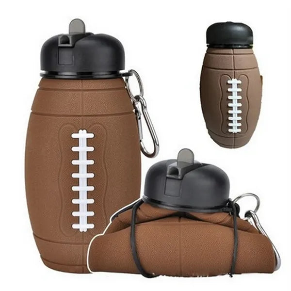 18.6oz Foldable Silicone Football Water Bottle