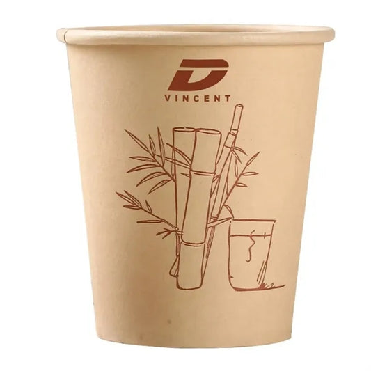50Pcs 9oz Bamboo Fiber Natural Color Disposable Paper Cup