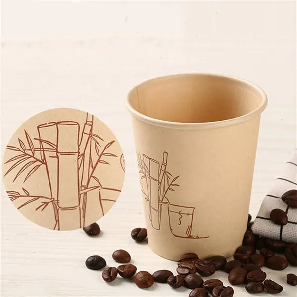 50Pcs 9oz Bamboo Fiber Natural Color Disposable Paper Cup
