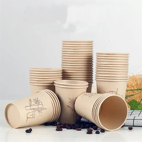 50Pcs 9oz Bamboo Fiber Natural Color Disposable Paper Cup