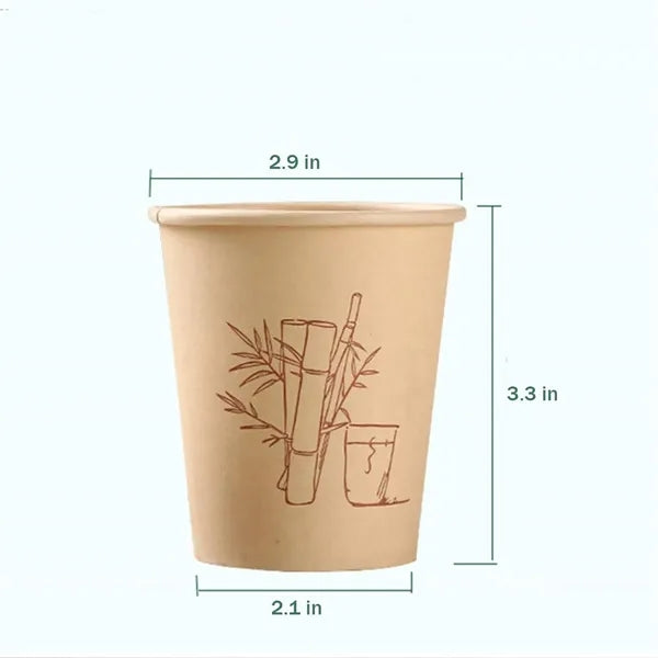 50Pcs 9oz Bamboo Fiber Natural Color Disposable Paper Cup