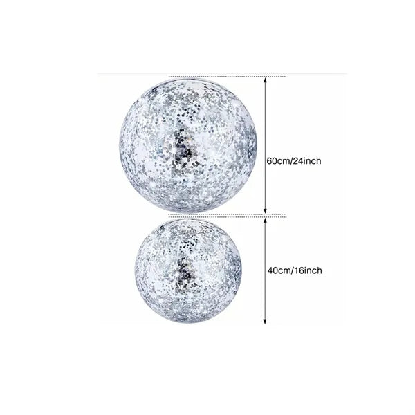 16/24in PVC Inflatable Beach Ball - Transparent Glitter Toy