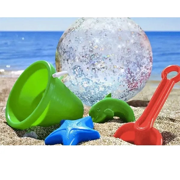 16/24in PVC Inflatable Beach Ball - Transparent Glitter Toy