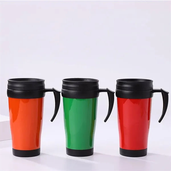 17 oz. Portable Travel Plastic Car Coffee Cup w/ Handle