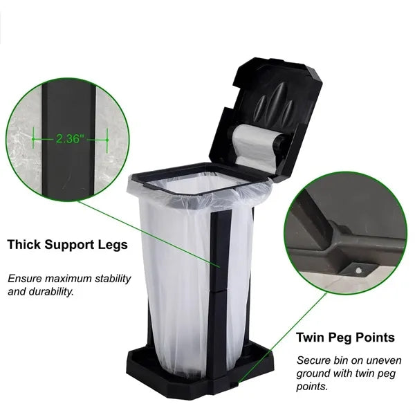 Foldable Outdoor Trash Bag Holder W/ Lid