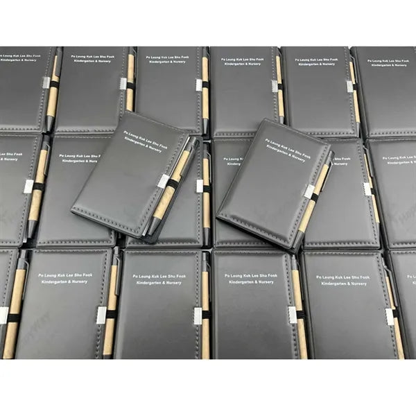 Logo Memo Pad for Office Gifts PU Notebook w/ Pen