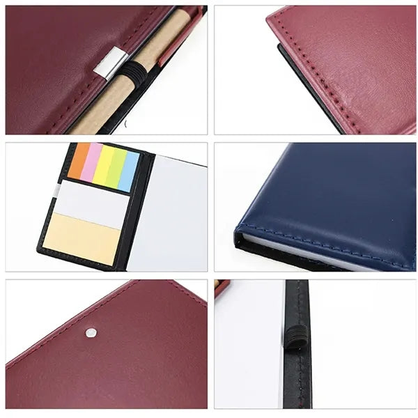 Logo Memo Pad for Office Gifts PU Notebook w/ Pen
