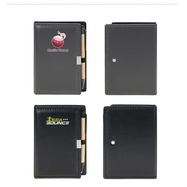 Logo Memo Pad for Office Gifts PU Notebook w/ Pen