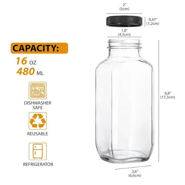 16OZ Juice Bottles w/ Lids