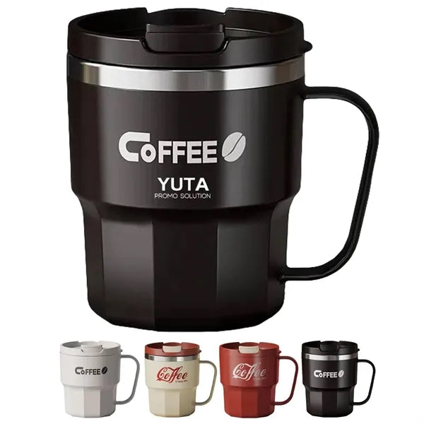 13Oz Stainless Steel Insulated Coffee Travel Mug W/ Lid