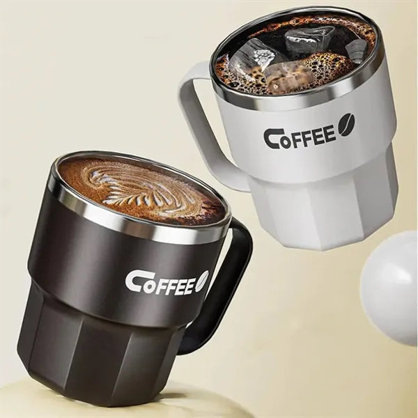 13Oz Stainless Steel Insulated Coffee Travel Mug W/ Lid
