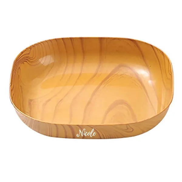 Elegant Wood-Grain Plastic Fruit Tray