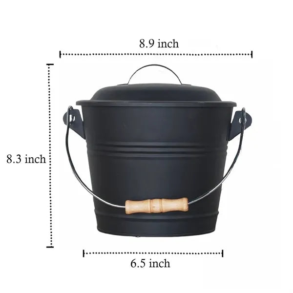 Mini Fireplace Ash Bucket Set w/ Lid, Brush & Shovel