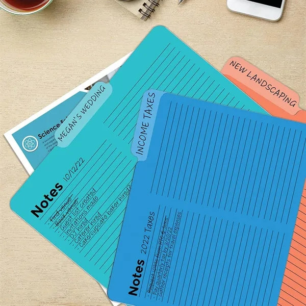 16-Pack Notes Tabbed Lined File Folders