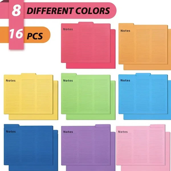 16-Pack Notes Tabbed Lined File Folders