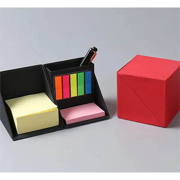 Foldable Cube Memo Box Sticky Notes with Pen Holder