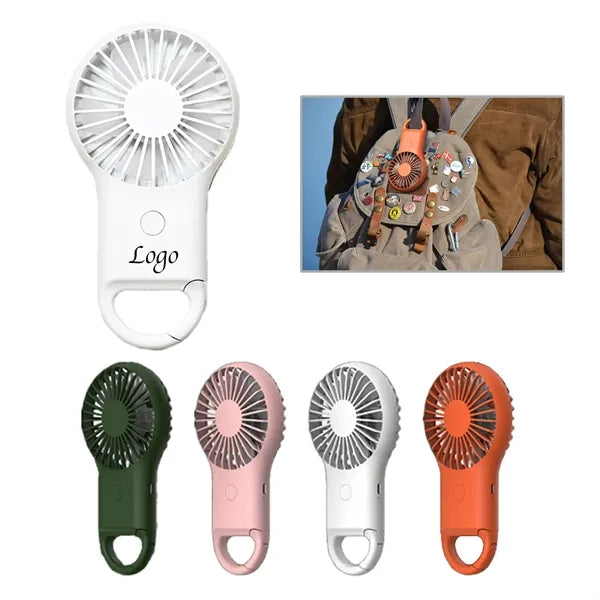 LED Light Handheld Mini Carabiner Keychain Fan
