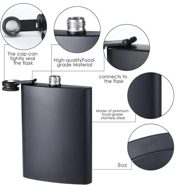 8 Oz Stainless Steel Leak-proof Hip Flask