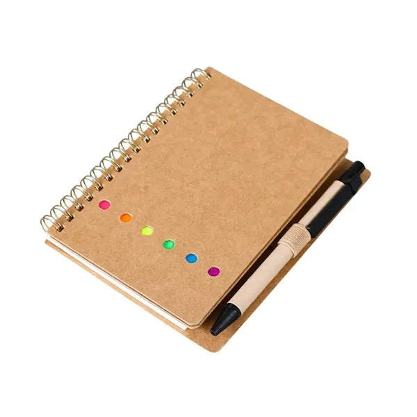 Notebook with Pen and Sticky Notes