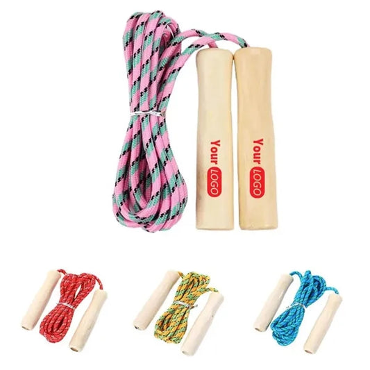 Adjustable Cotton Jump Rope with Wooden Handle