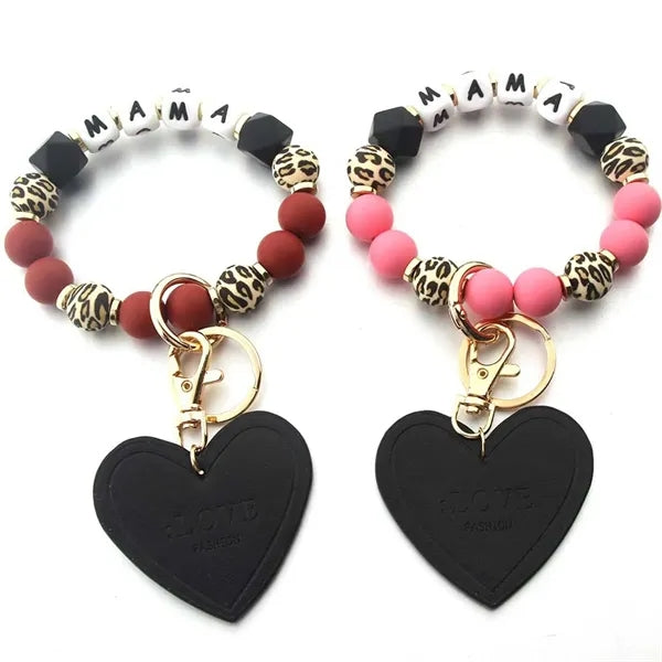 Silicone Beaded Bracelet Keychain