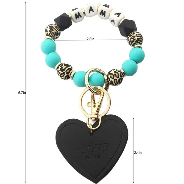 Silicone Beaded Bracelet Keychain