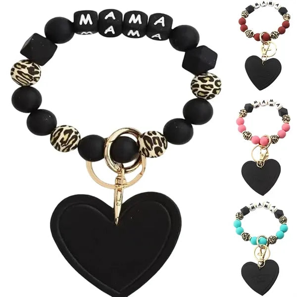 Silicone Beaded Bracelet Keychain