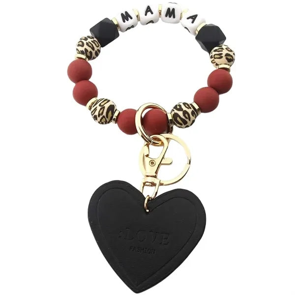 Silicone Beaded Bracelet Keychain