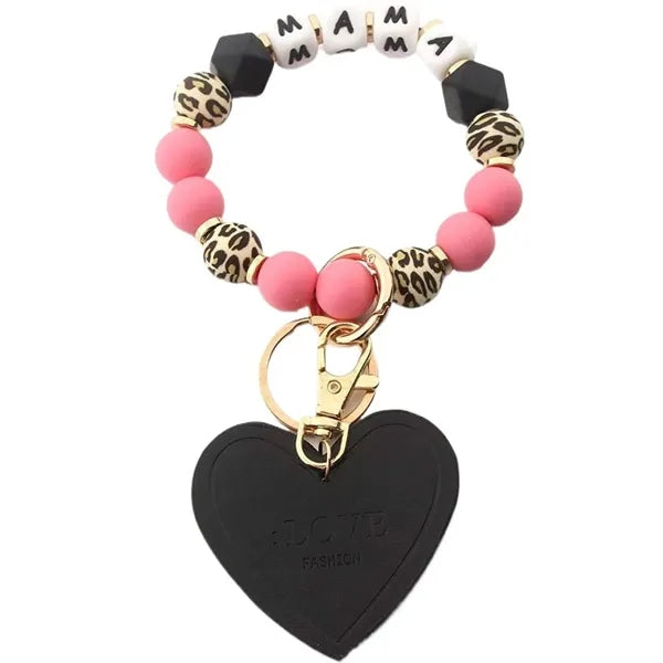 Silicone Beaded Bracelet Keychain