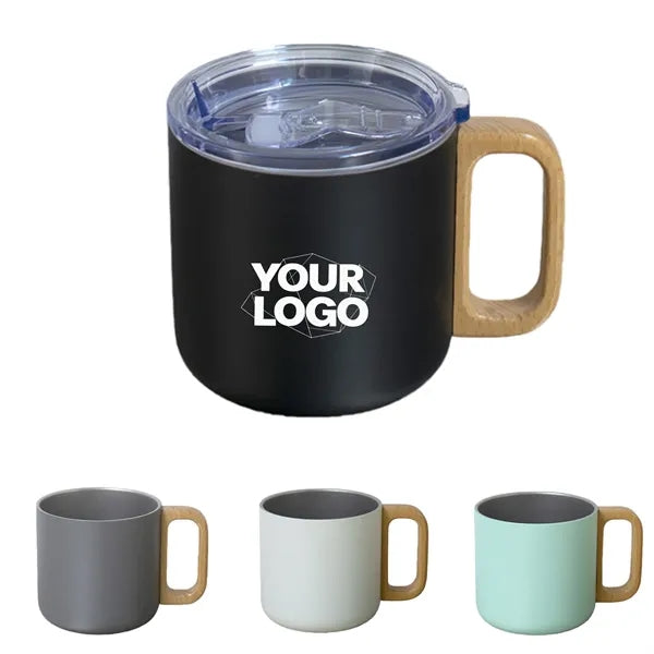 Stainless Steel Coffee Mug Wooden Handle