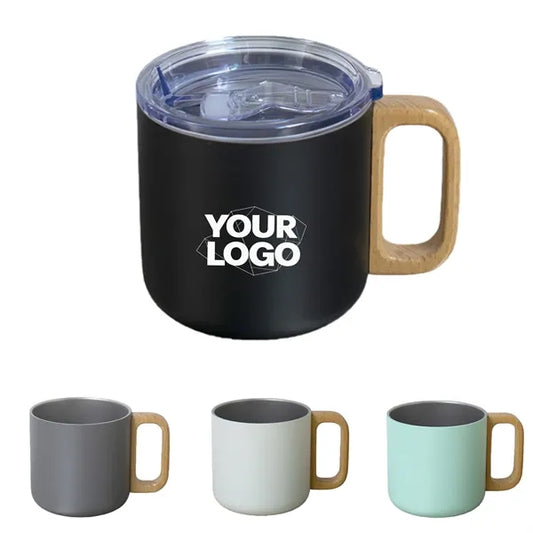 Stainless Steel Coffee Mug Wooden Handle