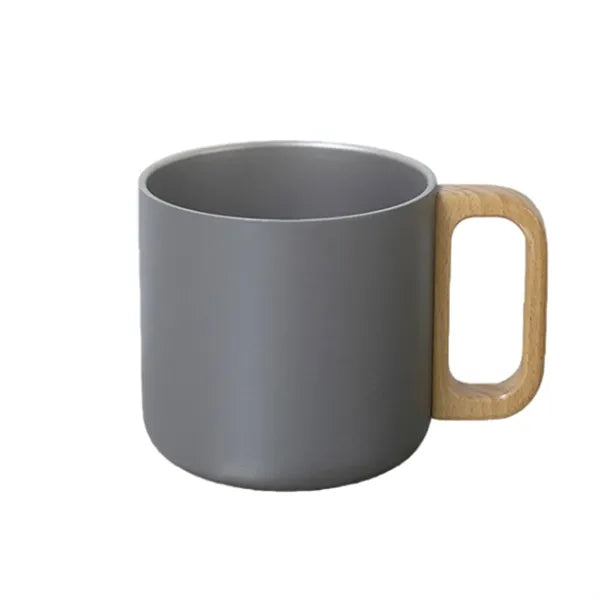 Stainless Steel Coffee Mug Wooden Handle