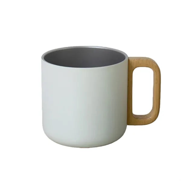 Stainless Steel Coffee Mug Wooden Handle