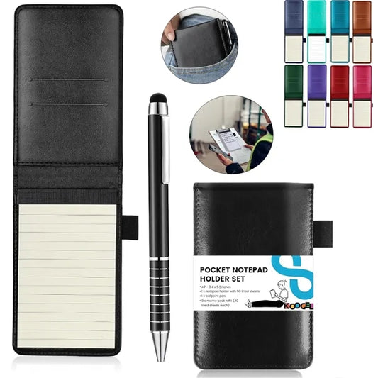 Pocket Leather Notebook with Pen