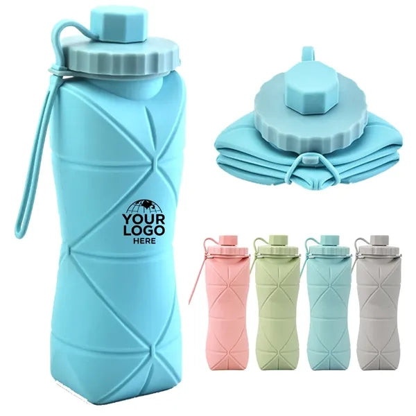20 Oz. Silicone Foldable Leakproof Sports Water Bottle