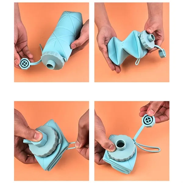 20 Oz. Silicone Foldable Leakproof Sports Water Bottle
