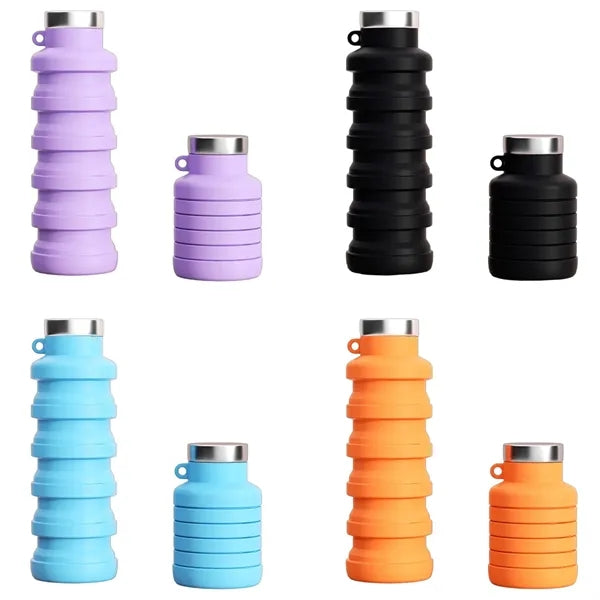 17 Oz. Silicone Foldable Sports Water Bottle