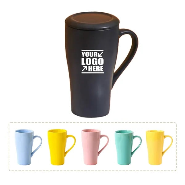 16 oz Large Steeper Mug Ceramic Tea Cup with Lid