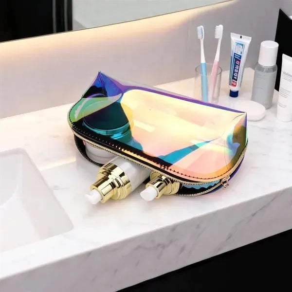 Clear TPU Holographic Makeup Bag With Zipper