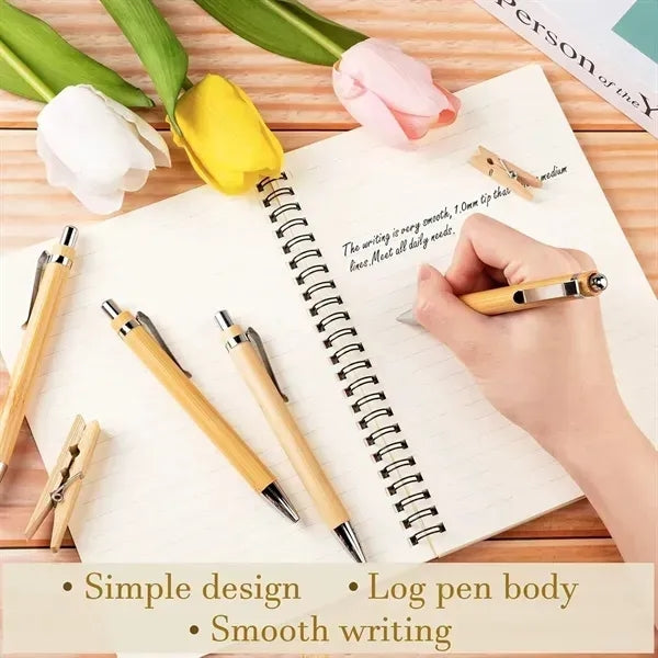 Retractable Bamboo Ballpoint Pen