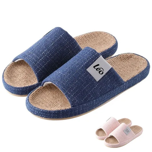 Unisex Anti-Slip Breathable Indoor Linen Slippers