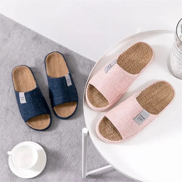 Unisex Anti-Slip Breathable Indoor Linen Slippers