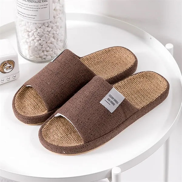 Unisex Anti-Slip Breathable Indoor Linen Slippers