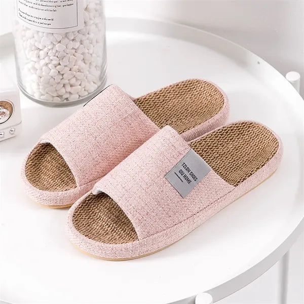Unisex Anti-Slip Breathable Indoor Linen Slippers