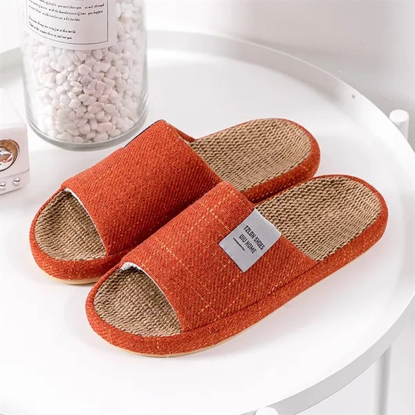 Unisex Anti-Slip Breathable Indoor Linen Slippers
