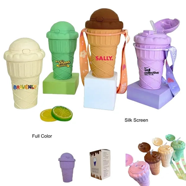 17 oz Ice Cream Style Straw Tumbler with Carry Strap