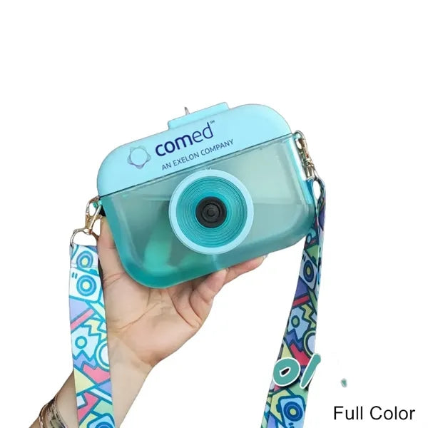 14 oz Camera Shape Plastic Straw Tumbler with Carry Strap