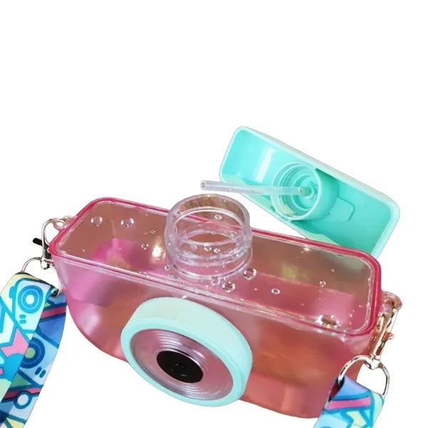 14 oz Camera Shape Plastic Straw Tumbler with Carry Strap