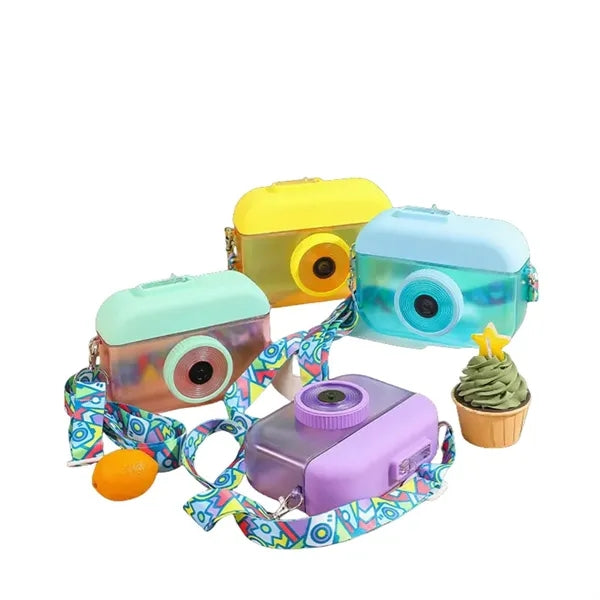 14 oz Camera Shape Plastic Straw Tumbler with Carry Strap